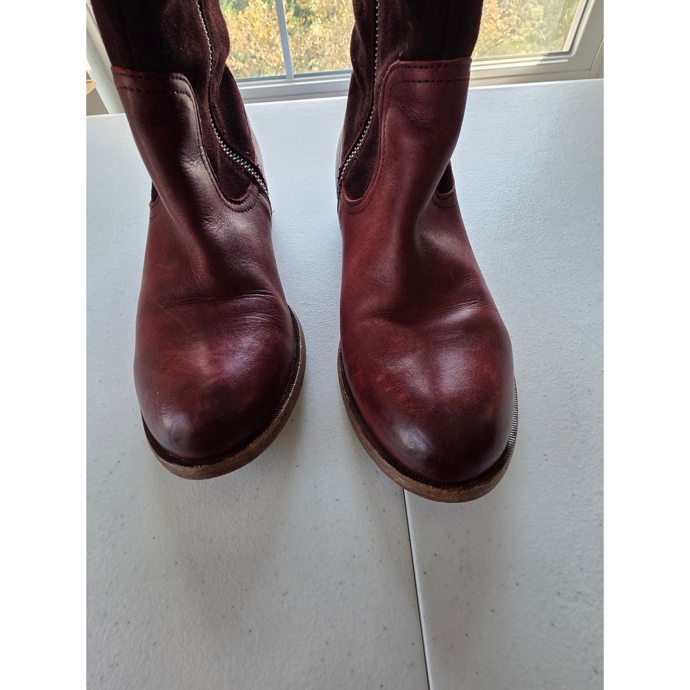 Kork-Ease Women's Burgundy Leather Suede Tall Riding Boots Size 6.5M Equestrian - Picture 10 of 11